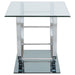 CoasterEssence Danville rectangular U-shaped glass top side end table in chrome finish