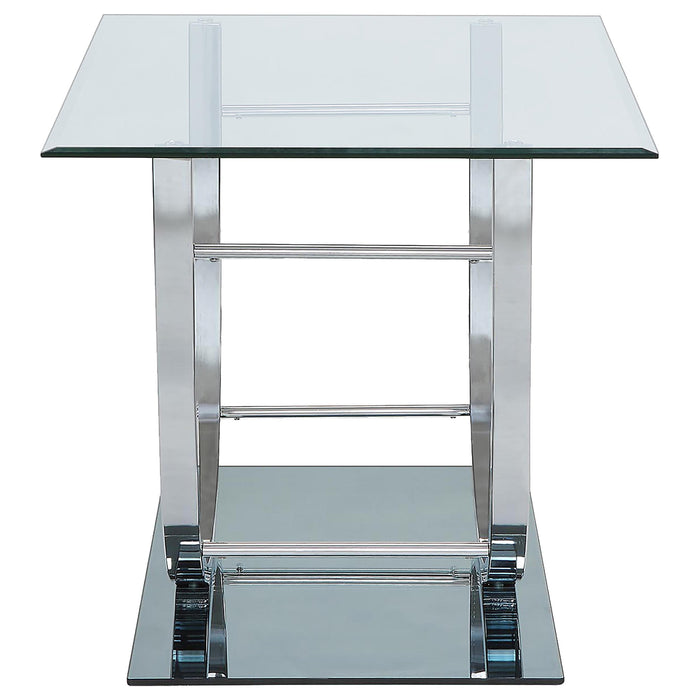 Danville 2-piece Glass Top Coffee and End Table Set Chrome