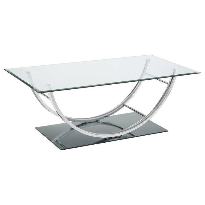 Danville 2-piece Glass Top Coffee and End Table Set Chrome