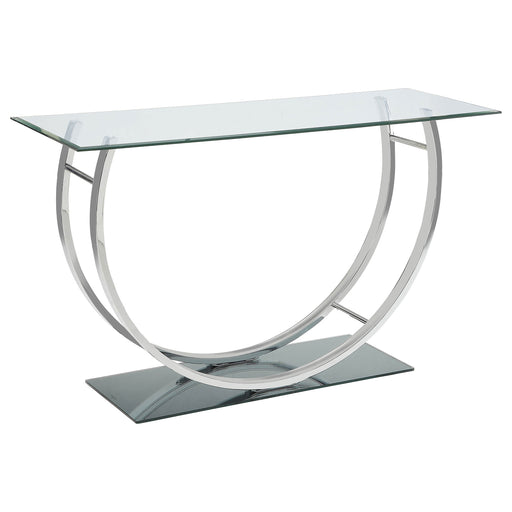CoasterEssence Danville U-shaped entryway console table with glass top and chrome finish