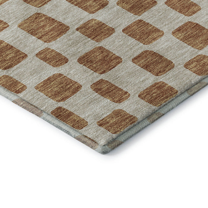 10' X 14' Geometric Washable Area Rug With UV Protection (669330) - Terra Cotta / Beige