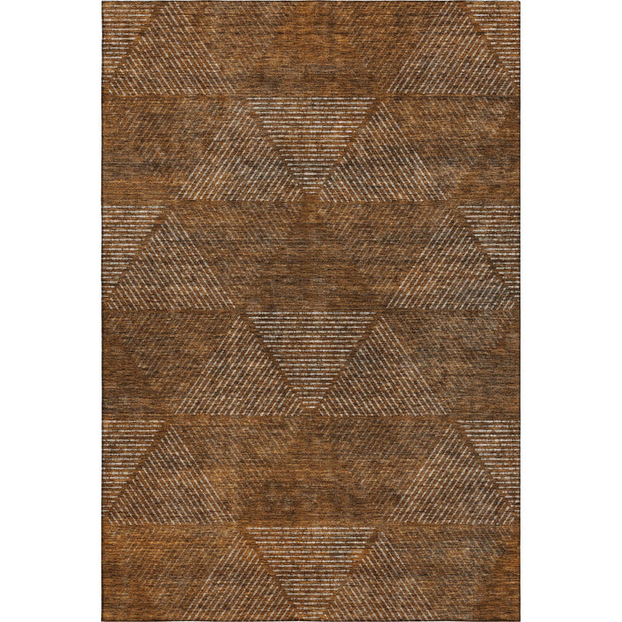 10' X 14' Geometric Washable Area Rug With UV Protection - Terra Cotta