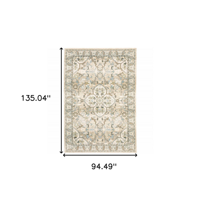8' x 10' Medallion Area Rug - Beige And Ivory