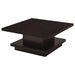 Reston 3-piece square coffee and end table set by CoasterEveryday in cappuccino finish
