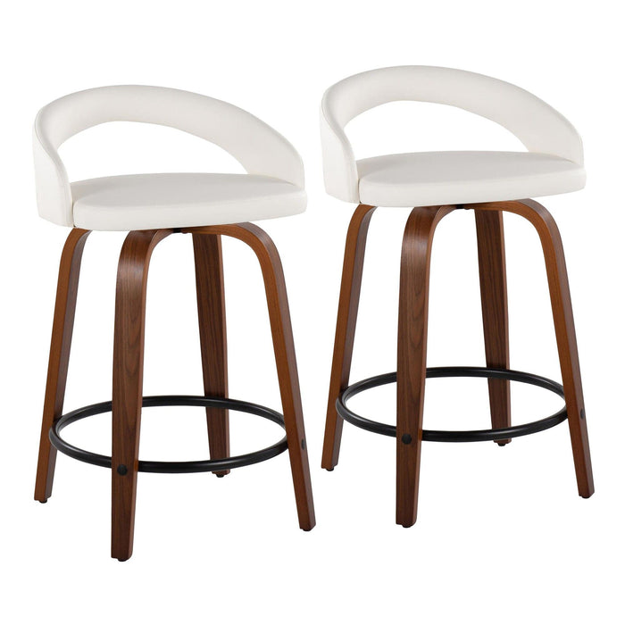 Grotto - 31" Upholstered Fixed-Height Counter Stool (Set of 2) - Walnut Wood Base