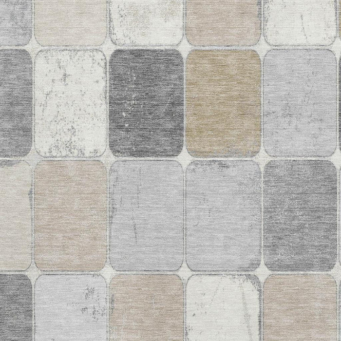 10' X 14' Geometric Washable Area Rug With UV Protection (709102) - Beige / Gray / Silver