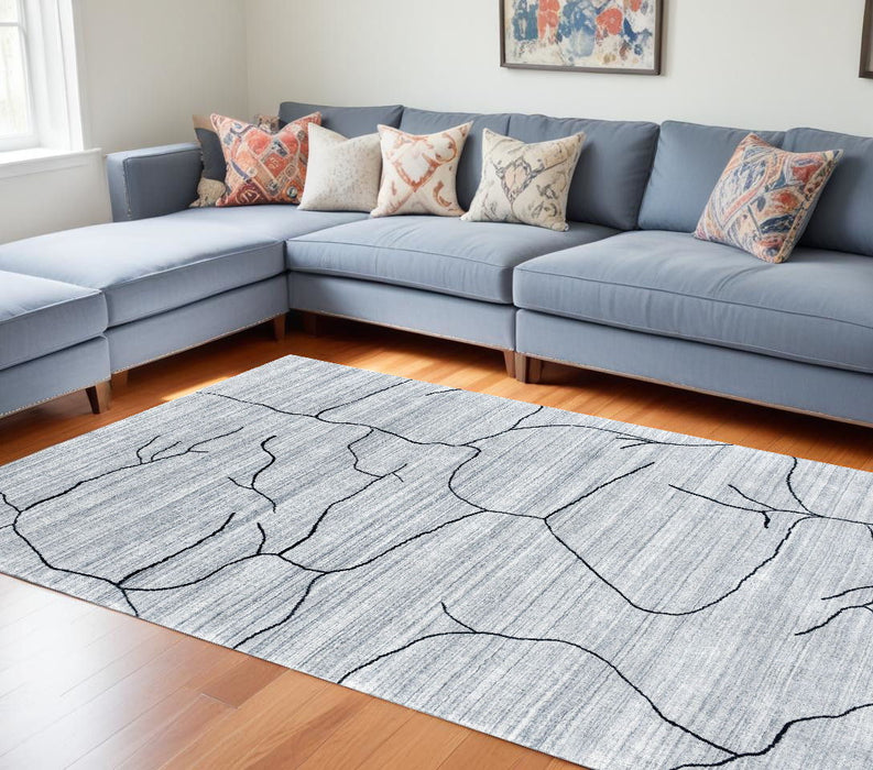 6' x 9' Abstract Hand Loomed Area Rug - Gray And Black