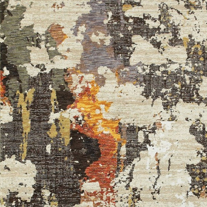 8' x 11' Power Loom Area Rug - Beige And Black