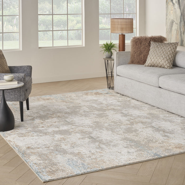 9' X 12' Abstract Distressed Non Skid Area Rug - Ivory