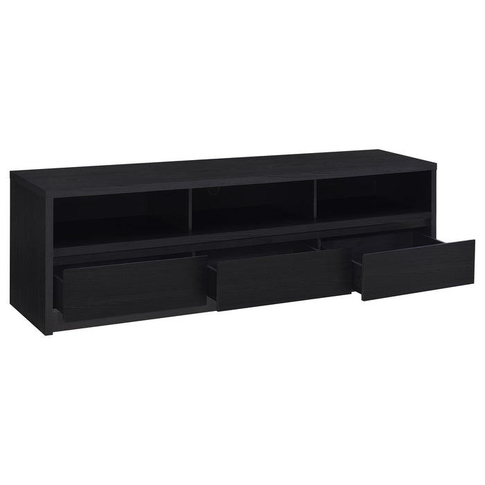 CoasterEveryday Rutland 78-inch black TV stand media console with three drawers