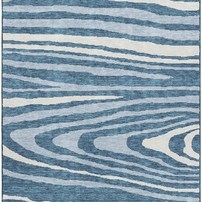 10' X 14' Woodland Lodge Washable Area Rug With UV Protection (676986) - Navy Blue / Ivory