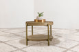 Arini round end side table with storage shelf in sand wash by CoasterEveryday