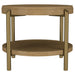 CoasterEveryday Arini round end side table with storage shelf in sand wash finish