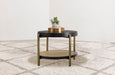 CoasterEveryday Arini round black end side table with lower storage shelf