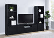 CoasterEveryday Winfield 3-piece black entertainment center with 60-inch TV stand and storage cabinets