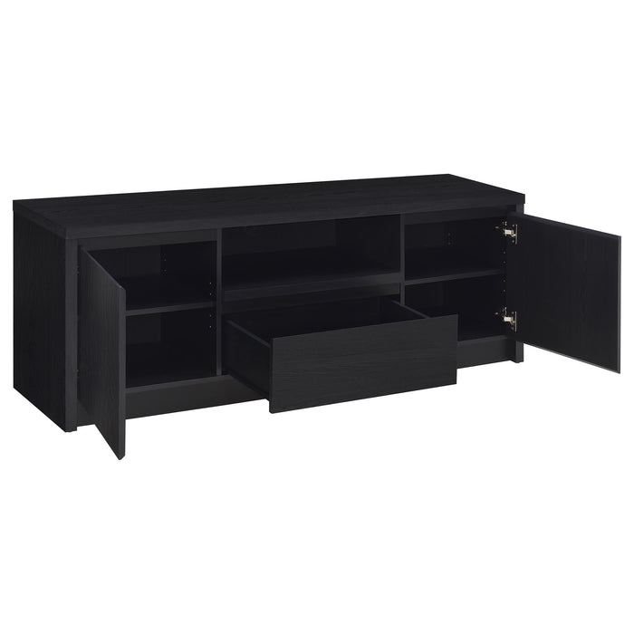 CoasterEveryday Winfield 3-piece black entertainment center with 60-inch TV stand and storage cabinets