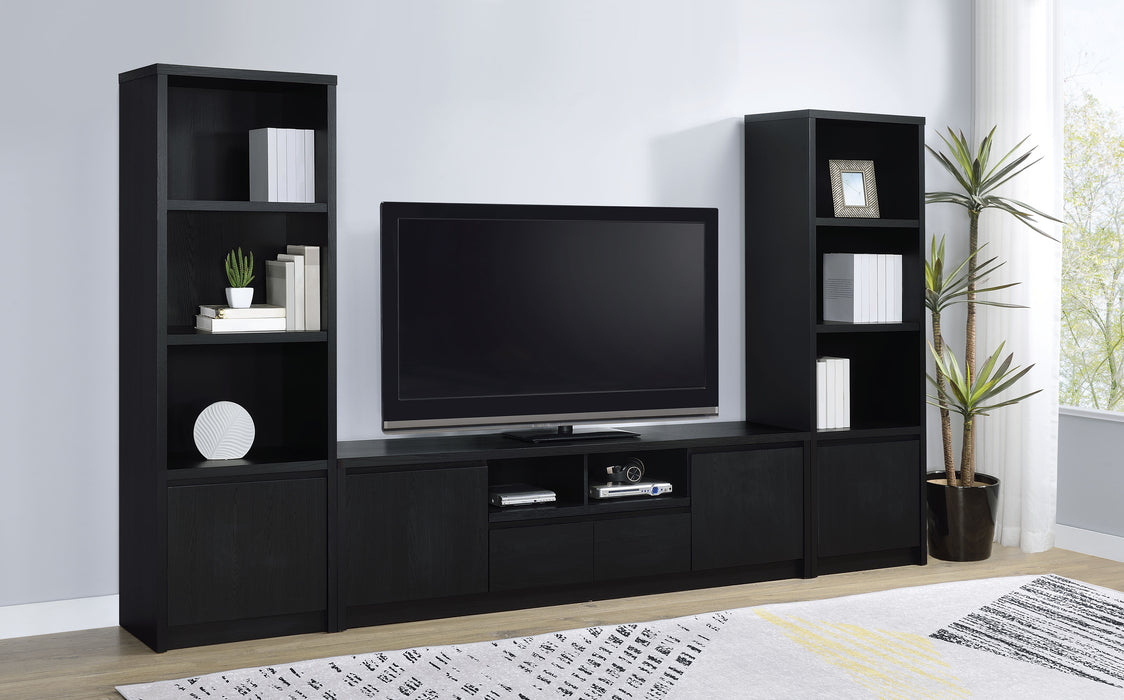 Black Winfield 3-piece entertainment center with a 78-inch TV stand and matching furniture from CoasterEveryday.