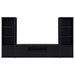 Black Winfield 3-piece entertainment center with 78-inch TV stand, featuring storage shelves and modern furniture design.