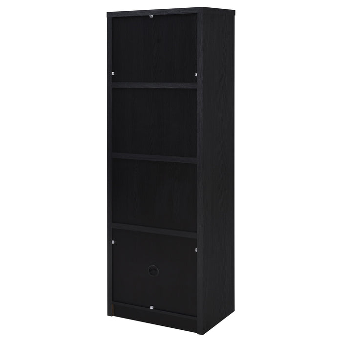 CoasterEveryday Winfield 4-shelf black media tower entertainment pier with open shelving