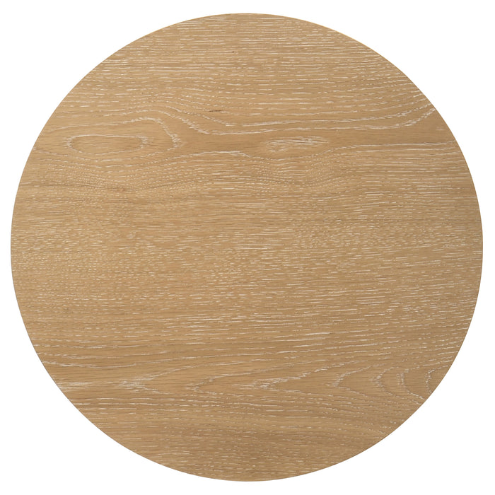 Ottowa Round Wood Side End Table with Shelf Light Oak