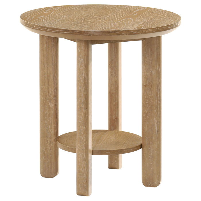 Ottowa 3-piece Round Wood Coffee Table Set Light Oak