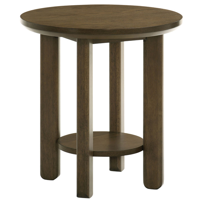 Ottowa 2-piece Round Wood Coffee Table Set Brown
