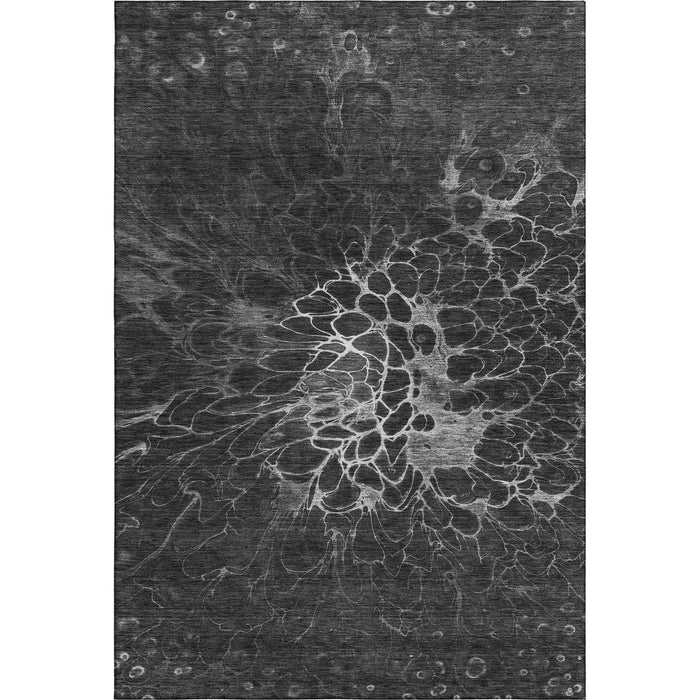 10' X 14' Abstract Washable Area Rug With UV Protection (654560) - Charcoal / Silver