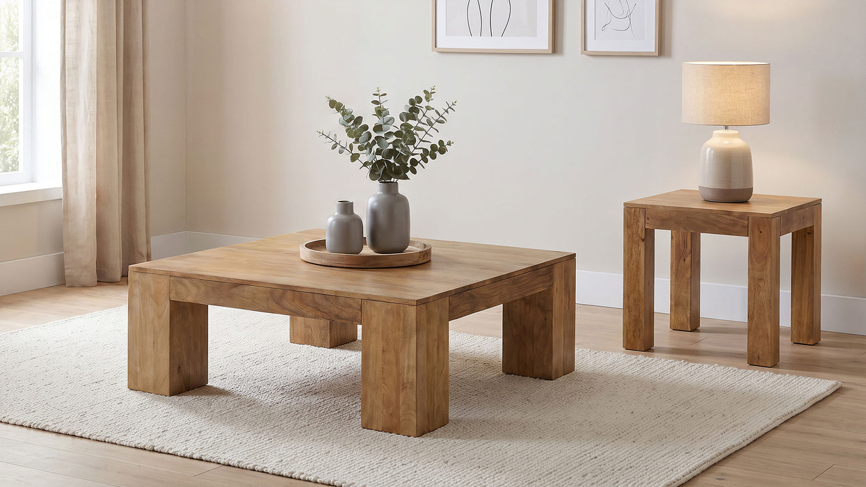 Butte Square Mango Wood End Table Natural