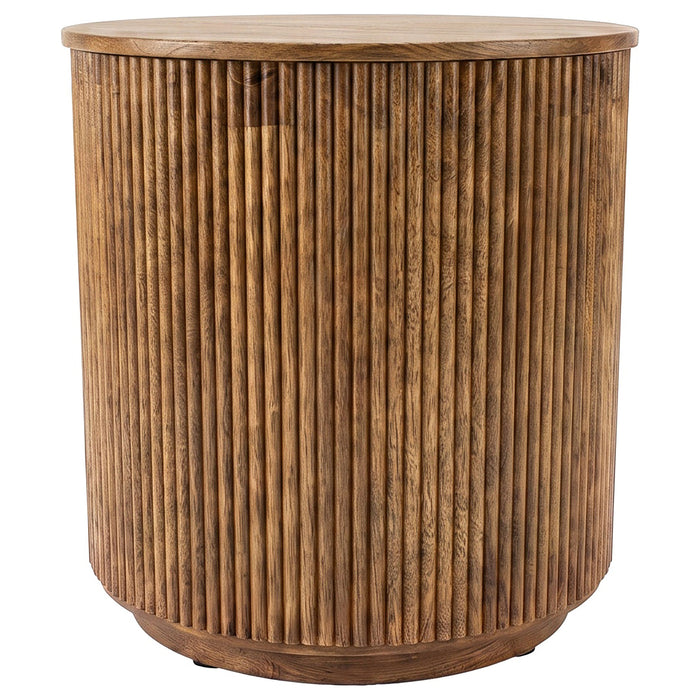 Coffey Round Mango Wood End Table Light Brown