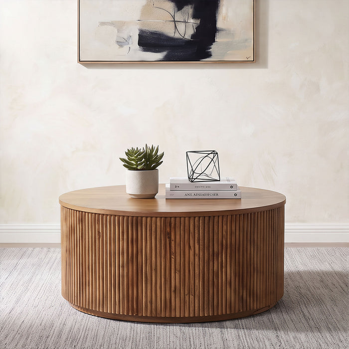 Coffey Round Mango Wood Coffee Table Light Brown