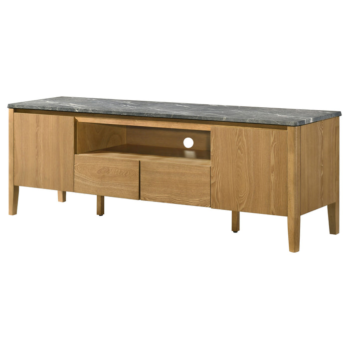 Bradley 63-inch 2-Door SmartTop™ TV Stand Grey and Natural