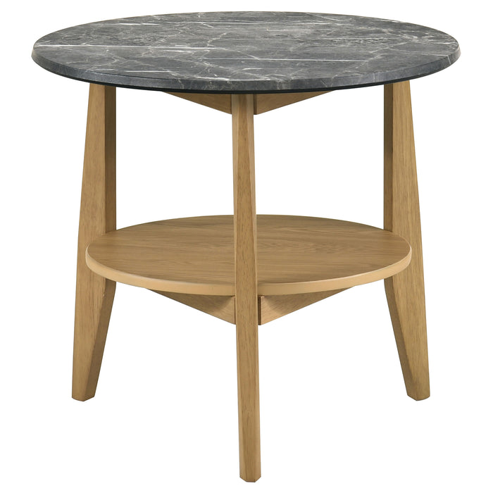 CoasterEveryday Bradley 2-piece round SmartTop coffee table set in grey and natural wood finish