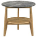 Bradley 2-piece round SmartTop coffee table set by CoasterEveryday in grey and natural finish