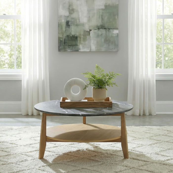 Bradley Round SmartTop™ Cocktail Coffee Table Grey and Natural