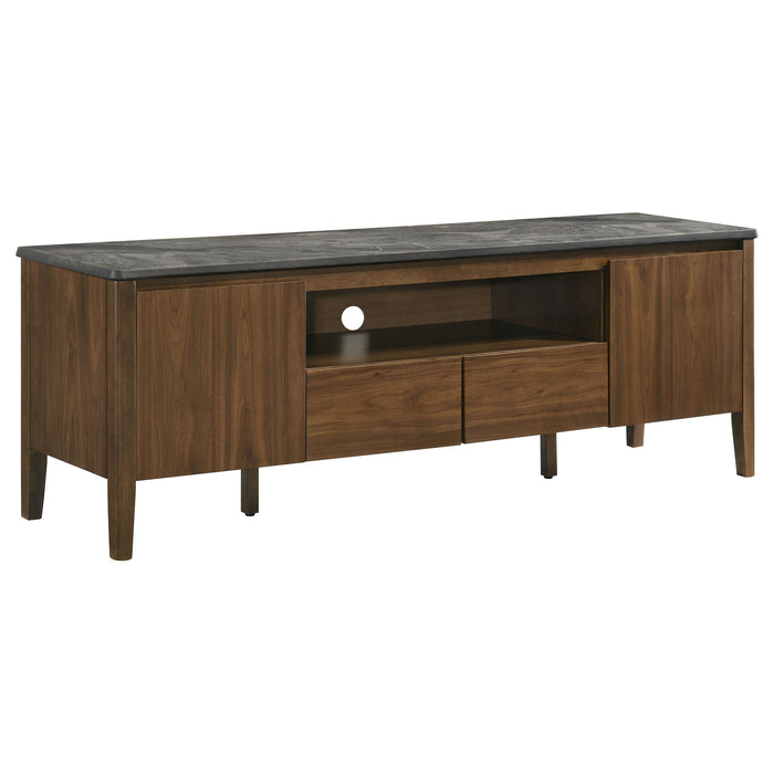 Bradley 63-inch 2-Door SmartTop™ TV Stand Smokey Grey and Dark Brown