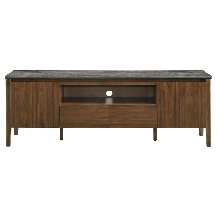 Bradley 63-inch 2-Door SmartTop™ TV Stand Smokey Grey and Dark Brown
