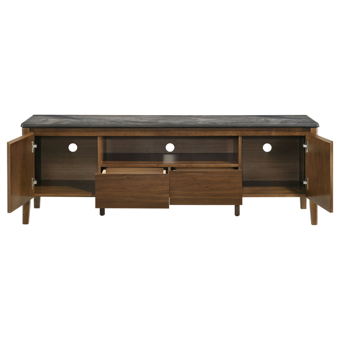 Bradley 63-inch 2-Door SmartTop™ TV Stand Smokey Grey and Dark Brown