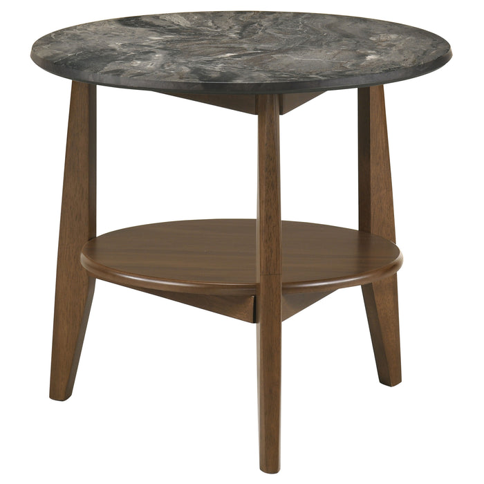 Bradley 2-Piece Round SmartTop™ Coffee Table Set Smokey Grey and Dark Brown