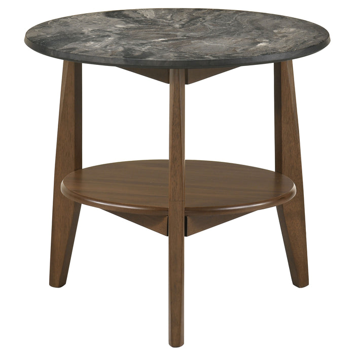 Bradley 2-Piece Round SmartTop™ Coffee Table Set Smokey Grey and Dark Brown