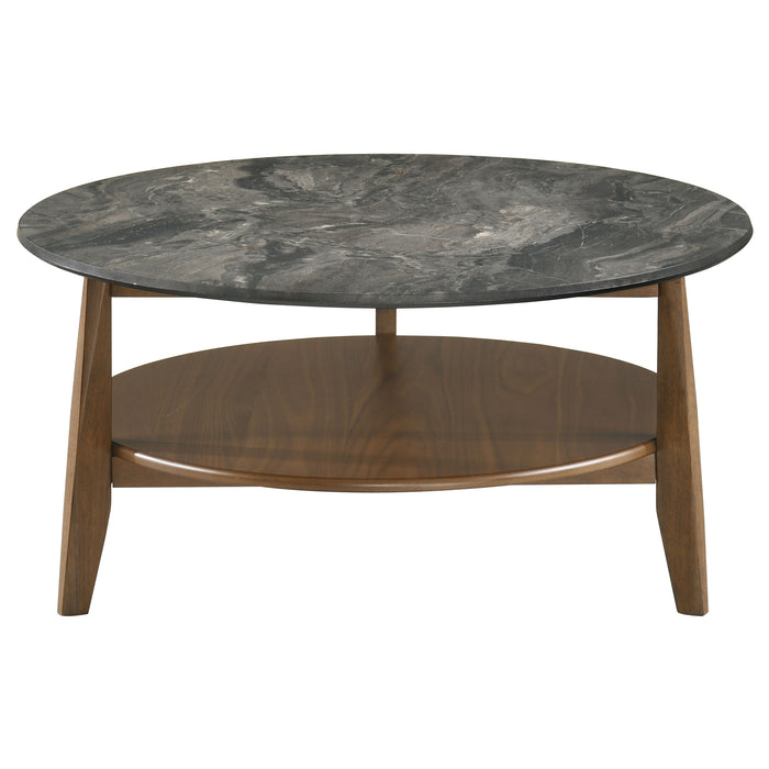Bradley 2-Piece Round SmartTop Coffee Table Set Smokey Grey and Brown
