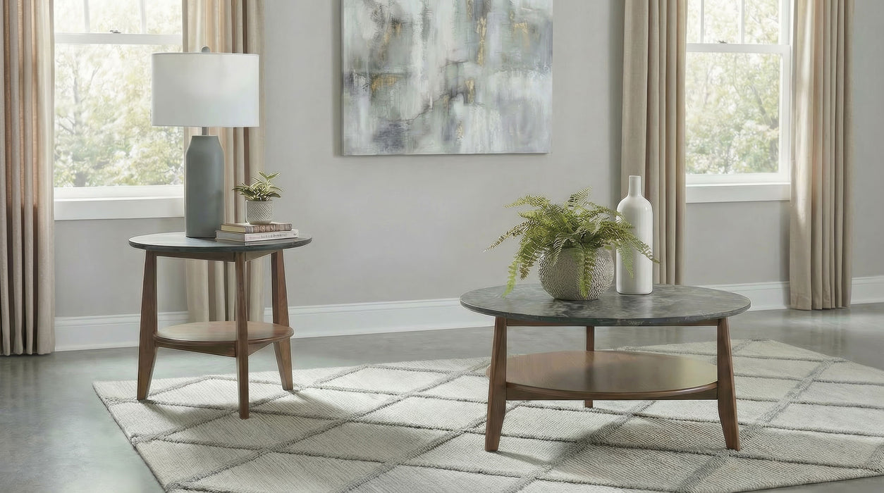 Bradley Round SmartTop™ Cocktail Coffee Table Smokey Grey and Dark Brown