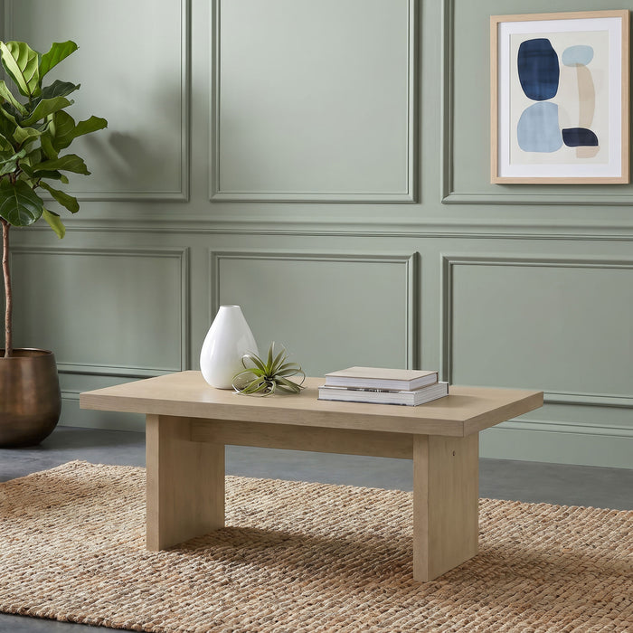 Decker 47-Inch Rectangular Cocktail Coffee Table Natural Oak