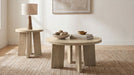 CoasterEveryday Strouse contemporary round end table in natural oak with smooth tabletop and sturdy base