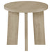 CoasterEveryday Strouse 3-piece round coffee and end table set in natural oak wood veneer