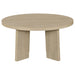 CoasterEveryday Strouse 3-piece round coffee and end table set in natural oak veneer
