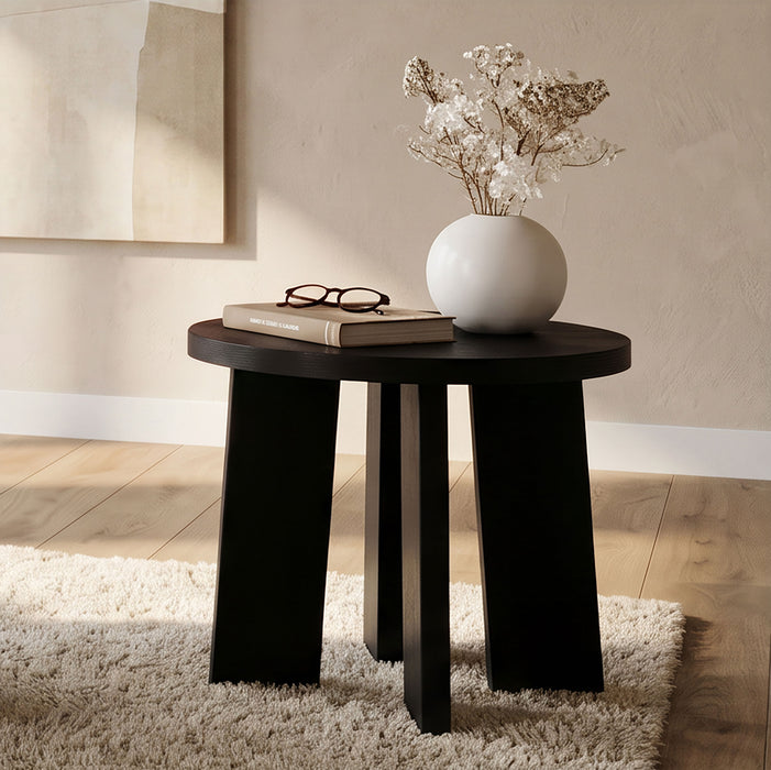Strouse Contemporary Round End Table in Black