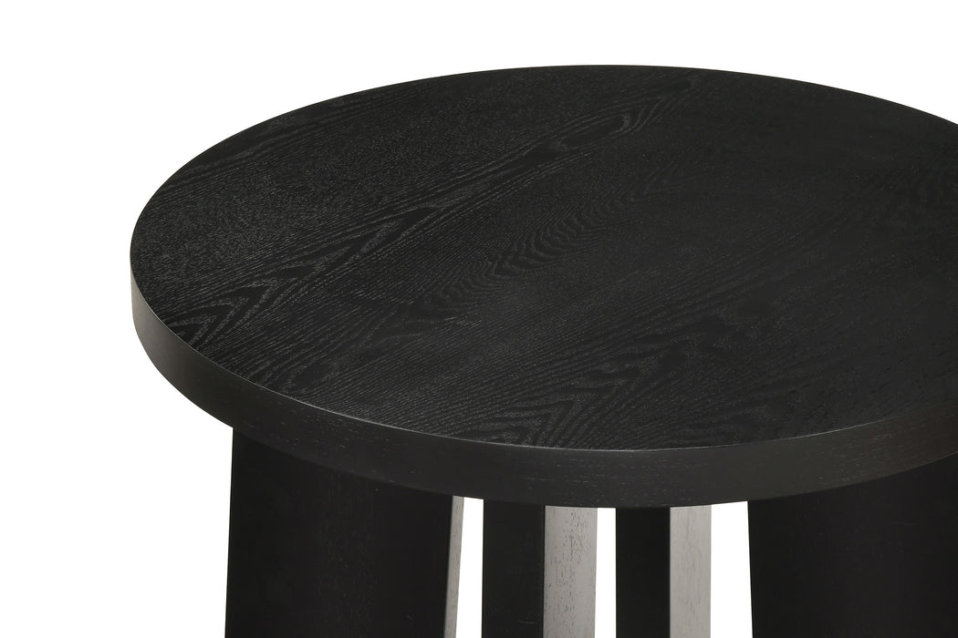 Strouse 2-Piece Round Coffee and End Table Set in Black