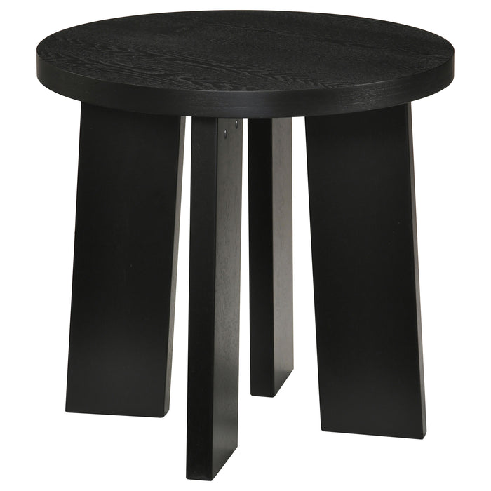 Strouse 3-Piece Round Coffee and End Table Set in Black