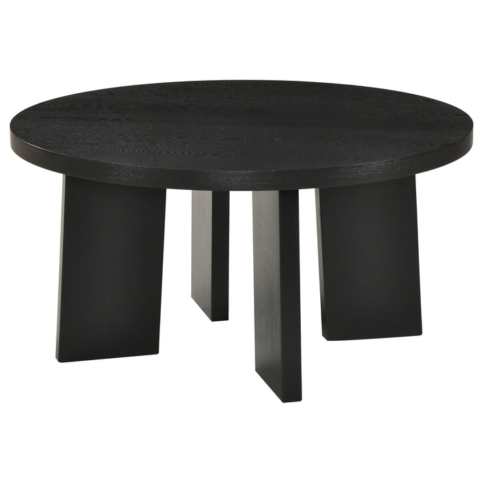 Strouse 3-Piece Round Coffee and End Table Set in Black