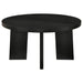 CoasterEveryday Strouse 3-piece round coffee and end table set in black, featuring nesting tables